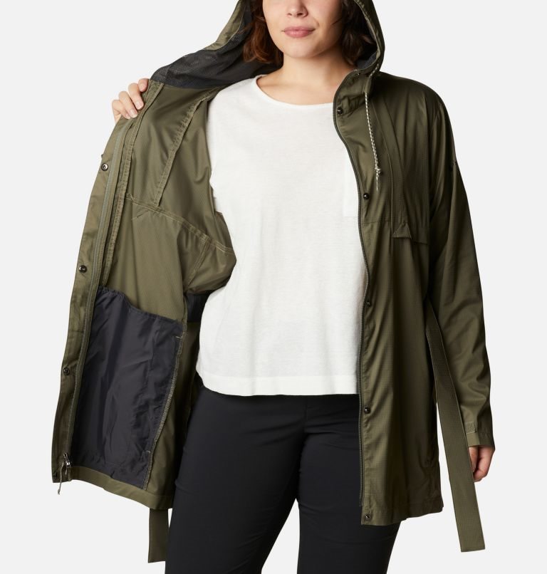Women's Columbia Pardon My Trench Rain Jackets Olive | Plus Size CA-B0416